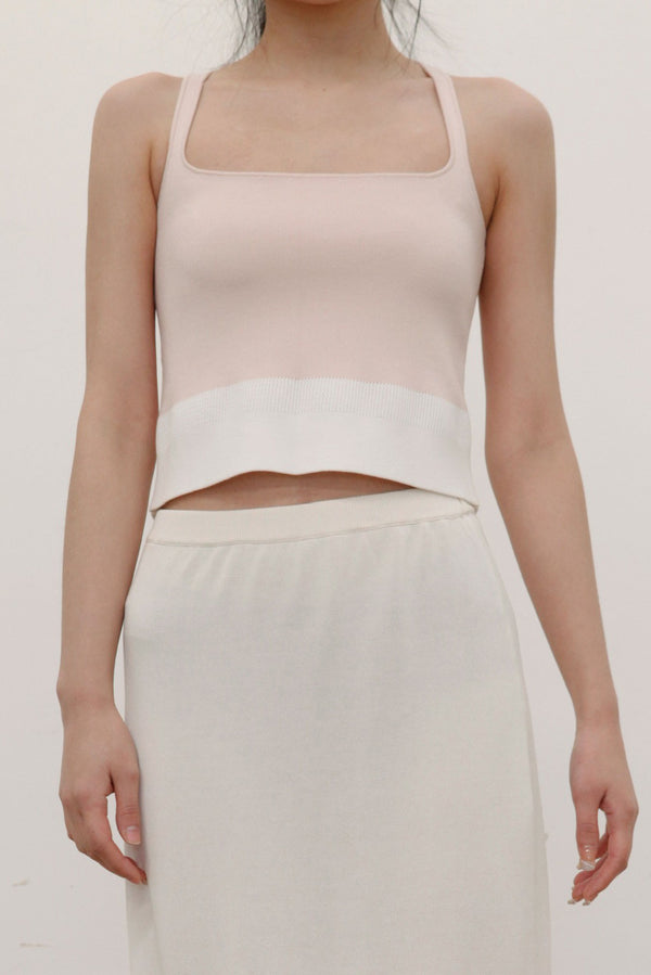 SWAYING/KNIT Basic Camisole SW22SST18 Light Pink/White PS42